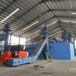 rębak marki Weima do rozdrabniania odpadów drzewnych, linia suszarnicza, podajniki łańcuchowy do transportu zrębki z rębaka do syszarni