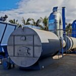 drying line for drying sawdust. the photo shows the furnace and the drying drum
